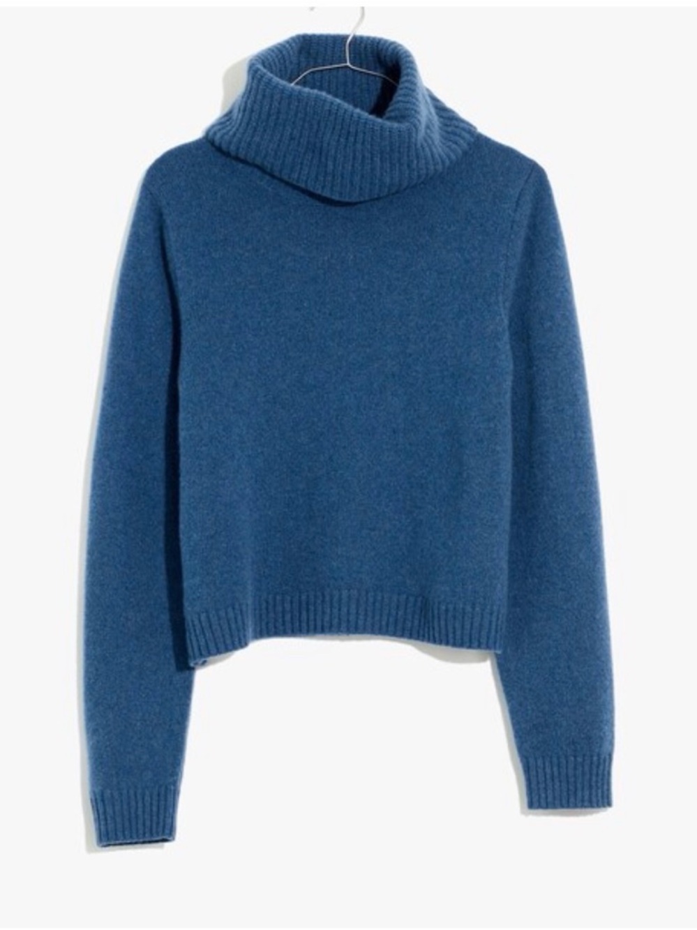 Madewell (Re)sourced Cashmere Crop Turtleneck Sweater Heather Blueberry Blue XXS
